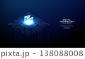 Digital AI chip with neon light trails on electronic board 138088008
