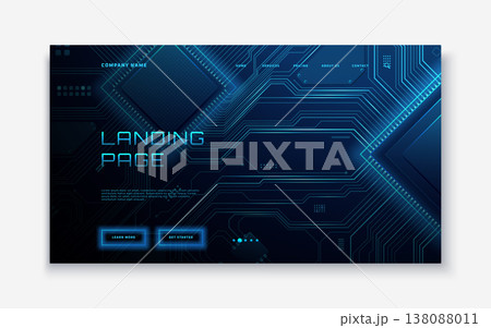 Futuristic electronic circuit template with glowing blue lines Futuristic electronic circuit template with glowing blue lines 138088011