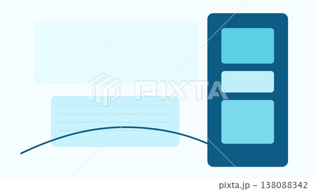 Professional abstract banking UI background with right aligned blocks, curved bands, grid texture and modern premium layout for product screens layout 138088342