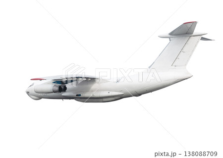 Big cargo aircraft flies isolated on white background Big cargo aircraft flies isolated on white background 138088709
