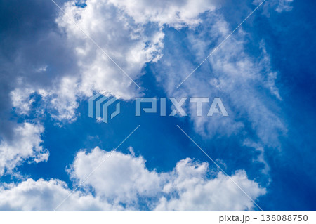 White clouds against a blue sky. Weather phenomena, synoptic forecasts. Blank for artworks 138088750