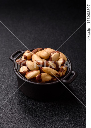 Brazil nuts, raw and shelled, are a source of selenium and a healthy food ingredient. Brazil nuts Brazil nuts, raw and shelled, are a source of selenium and a healthy food ingredient. Brazil nuts 138088807