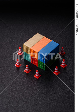 Arrest of a container of goods or restriction of supplies due to sanctions. Container confiscation 138088924