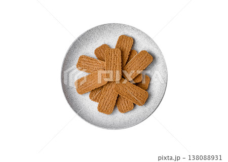 Caramel biscuit cookies, or shortbread, are a healthy breakfast food. Biscuit cookies 138088931