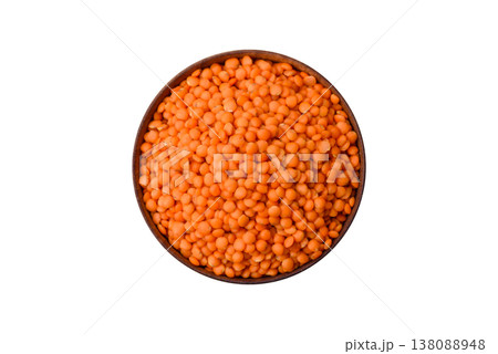 Raw red lentils as a source of protein for a healthy vegan meal. Red lentils Raw red lentils as a source of protein for a healthy vegan meal. Red lentils 138088948