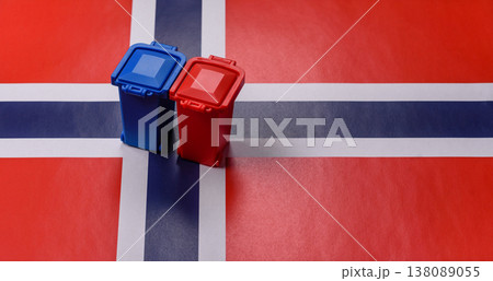 Bins for garbage, a conceptual background for selective and recycling waste disposal. Bins for trash Bins for garbage, a conceptual background for selective and recycling waste disposal. Bins for trash 138089055