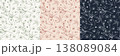 Set of seamless floral patterns with hand drawn ranunculus and buttercup flowers. Botanical line art vector illustration collection in pastel, terracotta, and dark navy colors for textile, wallpaper. 138089084