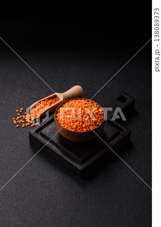 Raw red lentils as a source of protein for a healthy vegan meal. Red lentils Raw red lentils as a source of protein for a healthy vegan meal. Red lentils 138089373