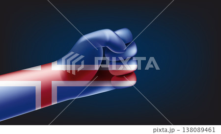 Fist with flag of Iceland. 3d vector illustration 138089461