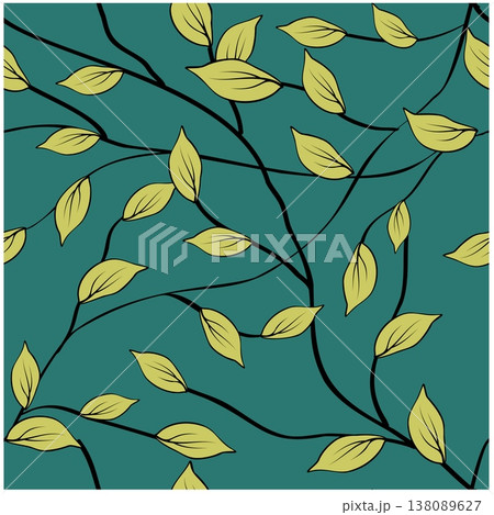 Spring botanical print. Vector retro floral seamless pattern. Seamless pattern abstract leaf.  138089627