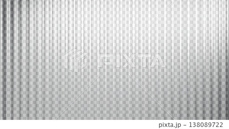 Ribbed glass effect overlay with acrylic texture on transparent background. Corrugated plastic panel with blurry light reflection for abstract composition 138089722