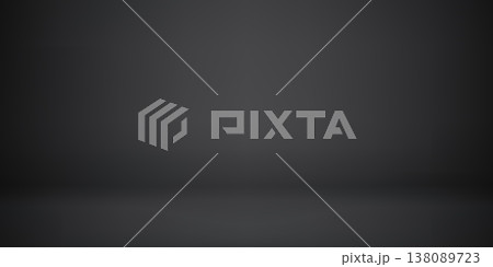 Black limbo background with soft gradient. Minimalist backdrop in dark tones. Empty space for showcasing product. 138089723