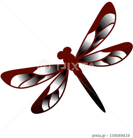 Stylized Red Dragonfly Illustration Isolated on White Stylized Red Dragonfly Illustration Isolated on White 138089819