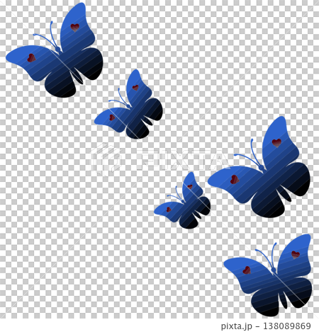 Set of Blue Flying Butterfly Vector Illustrations Set of Blue Flying Butterfly Vector Illustrations 138089869