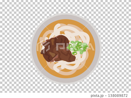 上から見た美味しそうな肉うどん 上から見た美味しそうな肉うどん 138089872