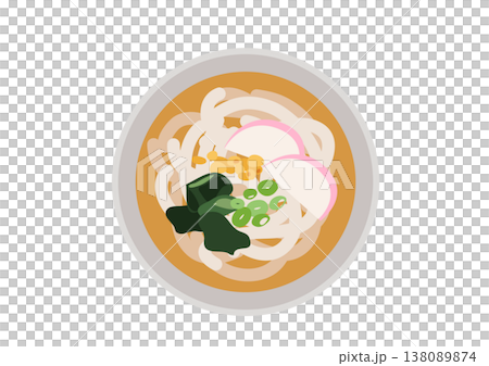 A delicious-looking wakame udon seen from above. A delicious-looking wakame udon seen from above. 138089874