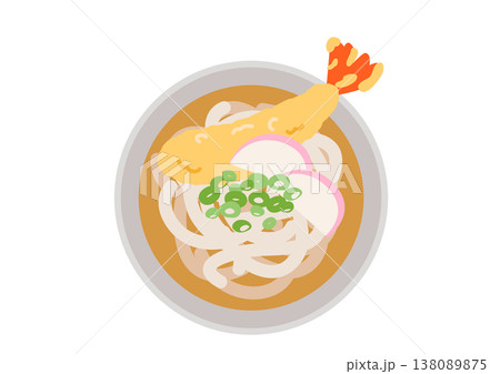 上から見た美味しそうな天ぷらうどん 上から見た美味しそうな天ぷらうどん 138089875