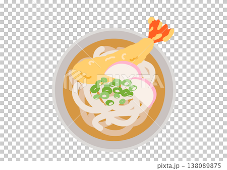 上から見た美味しそうな天ぷらうどん 上から見た美味しそうな天ぷらうどん 138089875