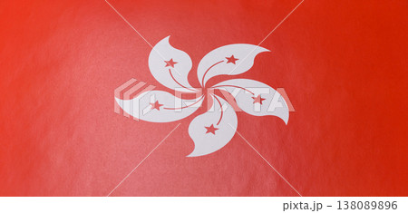 Hong Kong national flag in red and white color as a symbol of independence. Flag of Hong Kong 138089896