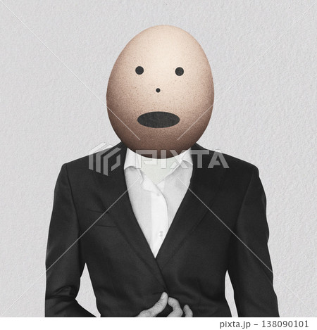 Person with egg head wearing a black suit 138090101