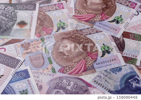 Polish zloty paper money, banknotes for exchange and financial transactions. The Polish zloty Polish zloty paper money, banknotes for exchange and financial transactions. The Polish zloty 138090448