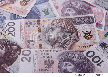 Polish zloty paper money, banknotes for exchange and financial transactions. The Polish zloty Polish zloty paper money, banknotes for exchange and financial transactions. The Polish zloty 138090449