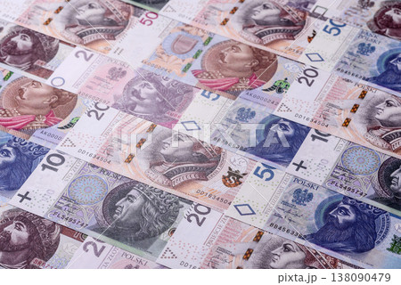 Polish zloty paper money, banknotes for exchange and financial transactions. The Polish zloty Polish zloty paper money, banknotes for exchange and financial transactions. The Polish zloty 138090479