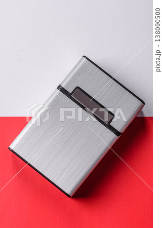 Metal cigarette box, harmful habits, nicotine use and the risk of cancer. Cigarette box 138090500