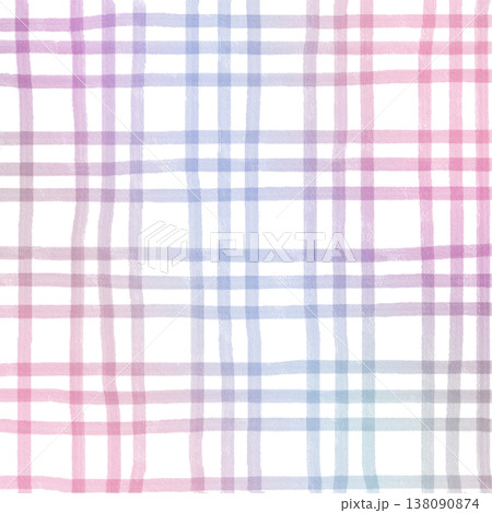 Pink Purple Gradient Plaid Gingham Madras Check Hand Drawn Background Pattern Overlay 138090874