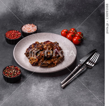 Chicken, duck, or goose liver with plums, onions, and spices. Chicken liver Chicken, duck, or goose liver with plums, onions, and spices. Chicken liver 138091088