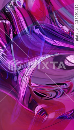 Abstract Glass Waves in Blue and Green. 3D Render 138091130