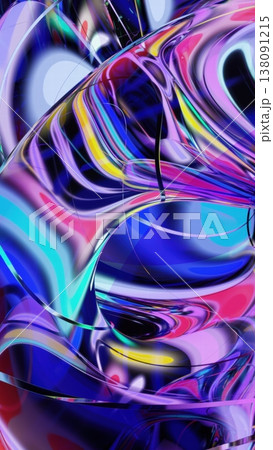 Abstract Glass Waves in Blue and Green. 3D Render Abstract Glass Waves in Blue and Green. 3D Render 138091215