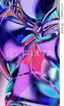 Abstract Glass Waves in Blue and Green. 3D Render Abstract Glass Waves in Blue and Green. 3D Render 138091217