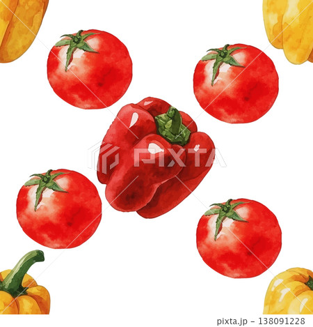 Seamless Watercolor Mixed Vegetables Pattern. Seamless Watercolor Mixed Vegetables Pattern. 138091228