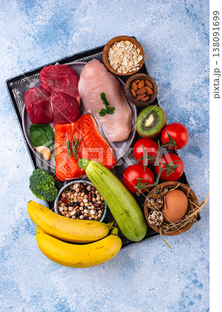 Clean eating balanced protein healthy food. Clean eating balanced protein healthy food. 138091699