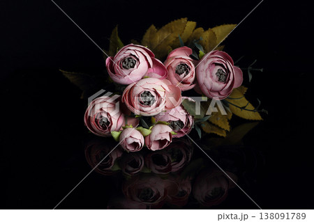 Bouquet of beautiful red roses isolated on black background with reflection. Mothers day or Valentines Day. Bouquet of beautiful red roses isolated on black background with reflection. Mothers day or Valentines Day. 138091789