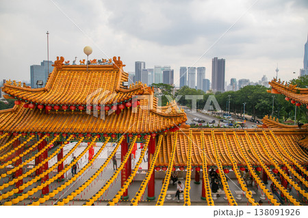 largest Buddhist temple Thean Hou Kuala Lumpur. facade decorated Chinese denlong 138091926