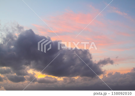 Blurry background of red sunset sky. Dramatic sky with colorful cloud background. Red burning sunset sky. Copy space. Blurry background of red sunset sky. Dramatic sky with colorful cloud background. Red burning sunset sky. Copy space. 138092010