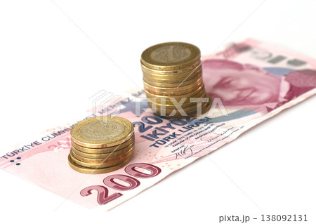 Bunch of Various Turkish Currency Lira Banknotes and Coins. Turkish Lira banknotes and coins. Bunch of Various Turkish Currency Lira Banknotes and Coins. Turkish Lira banknotes and coins. 138092131