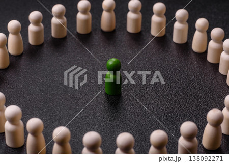 Wooden figurines as a concept for human resources, recruiting team members. Wooden figurines Wooden figurines as a concept for human resources, recruiting team members. Wooden figurines 138092271