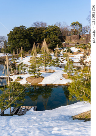 雪の玉泉院丸庭園と雪吊りの冬景色 雪の玉泉院丸庭園と雪吊りの冬景色 138092856
