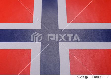 Norwegian national flag in red, blue and white color as a symbol of independence. Flag of Norway Norwegian national flag in red, blue and white color as a symbol of independence. Flag of Norway 138093007