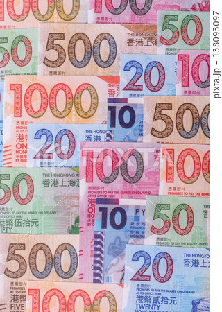 Hong Kong paper money, cash currency for exchange and financial transactions. Hong Kong money Hong Kong paper money, cash currency for exchange and financial transactions. Hong Kong money 138093097