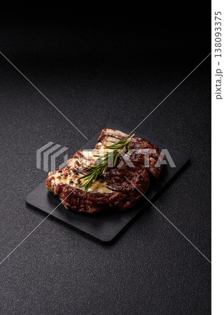 Steak, beef or pork meat grilled or barbecued with salt and spices. Beef steak 138093375