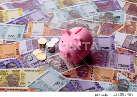 A piggy bank as a concept for storing, accumulating, and saving financial resources. A piggy bank 138093489