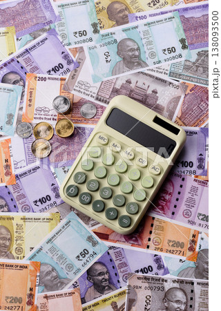 Indian paper currency, rupees, for financial transactions and exchange. Indian rupee currency Indian paper currency, rupees, for financial transactions and exchange. Indian rupee currency 138093500