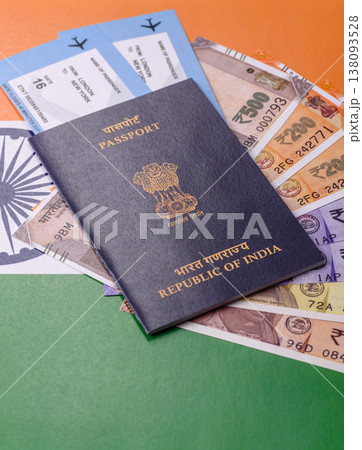 Indian passport, a document for travel, leisure, and work. Passport of India Indian passport, a document for travel, leisure, and work. Passport of India 138093528