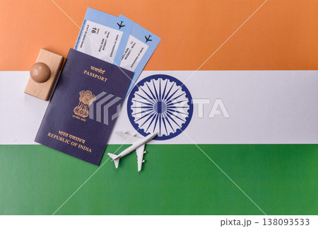 Indian passport, a document for travel, leisure, and work. Passport of India Indian passport, a document for travel, leisure, and work. Passport of India 138093533