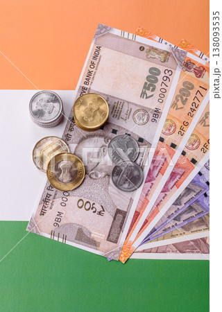 Indian paper currency, rupees, for financial transactions and exchange. Indian rupee Indian paper currency, rupees, for financial transactions and exchange. Indian rupee 138093535