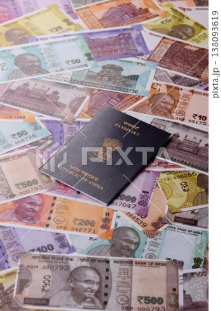 Indian passport, a document for travel, leisure, and work. Passport of India Indian passport, a document for travel, leisure, and work. Passport of India 138093619